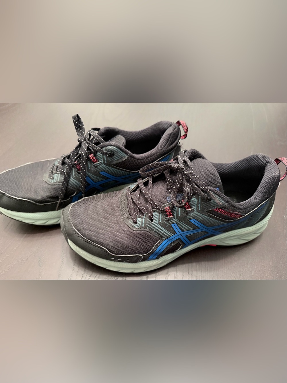 Asics Gel Ortholite Black Tuna Blue Athletic Running Shoe Sneaker Men’s Size 10